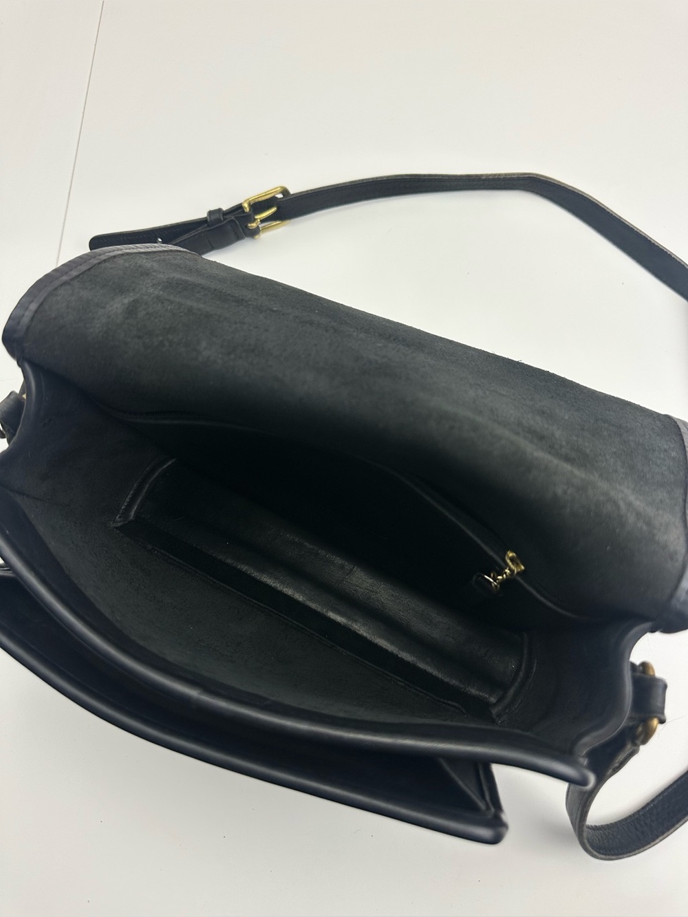 Coach Vintage Ridgefield Flap Black Leather Suede Crossbody Buckle Bag Late 90s - Picture 10 of 13